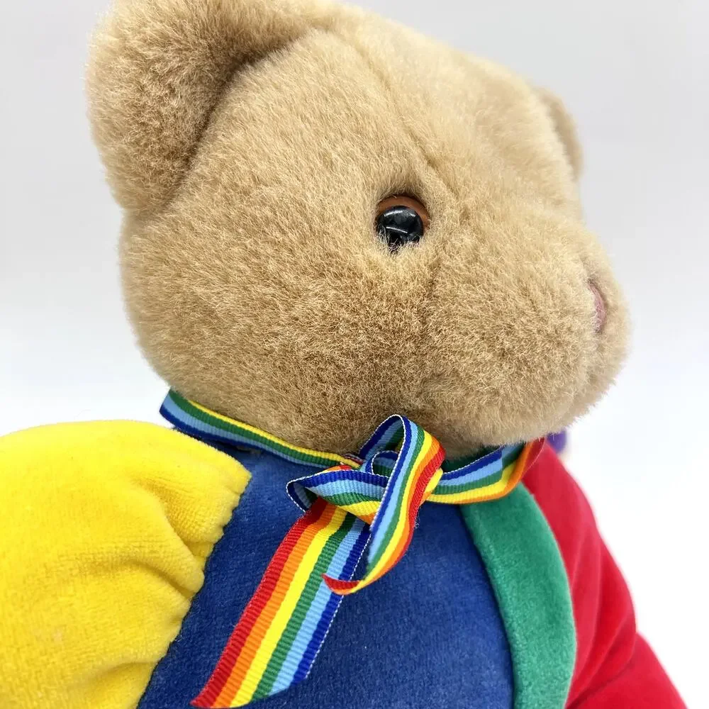 Vintage Eden Primary Colors Bear Stuffed Animal 80's Plush Rainbow Teddy 13